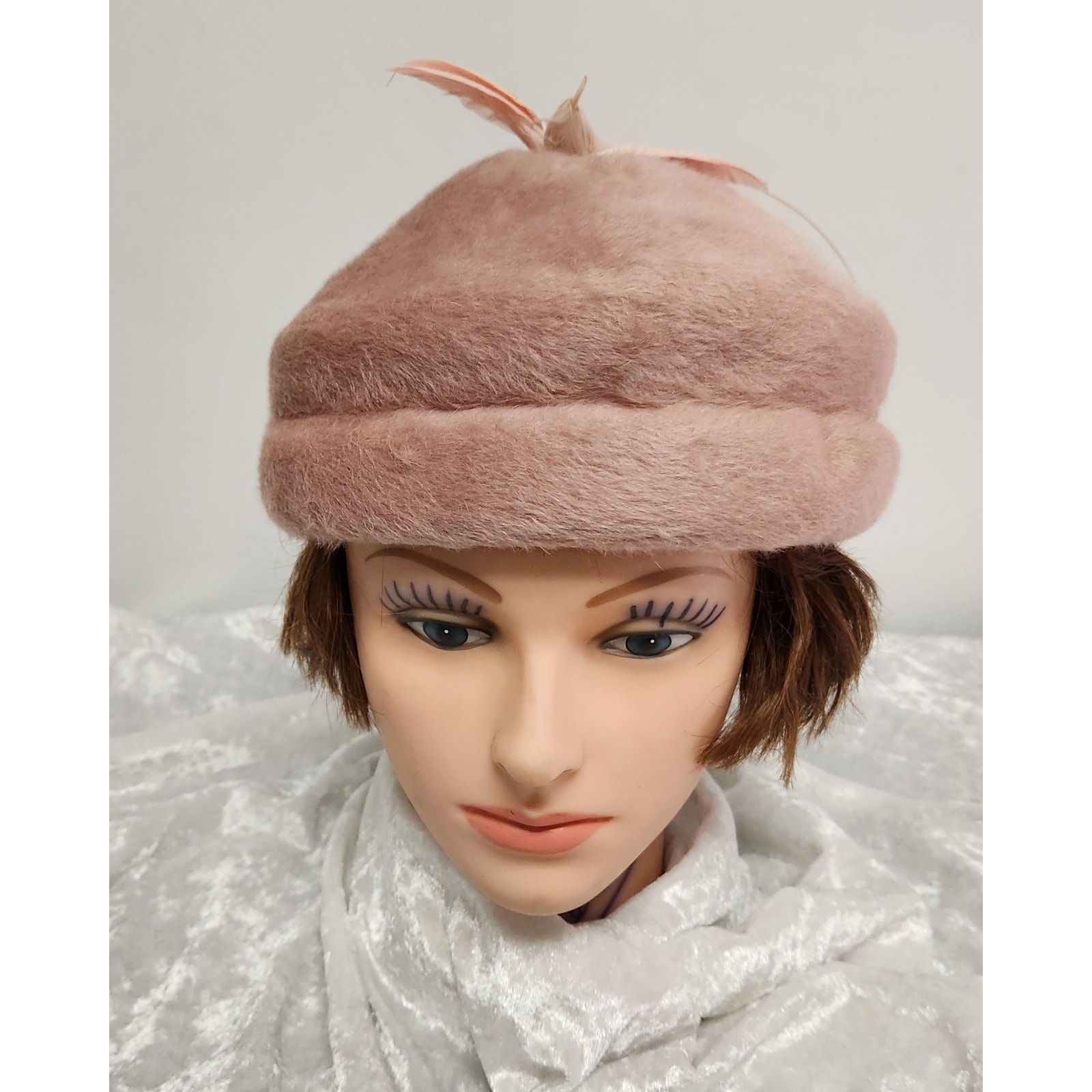 Vintage Solange De Fabry Hat Light Pink W/ Bird Detail Paris